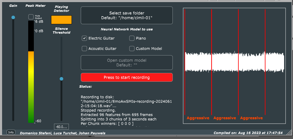 Emotion classification plugin running on a laptop computer